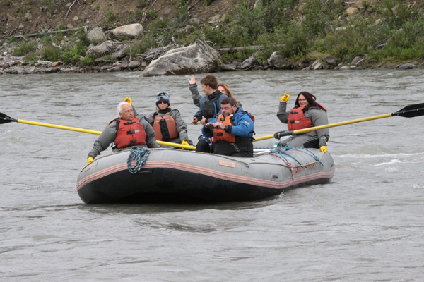 the two RV Gypsies and family whitewater rafting